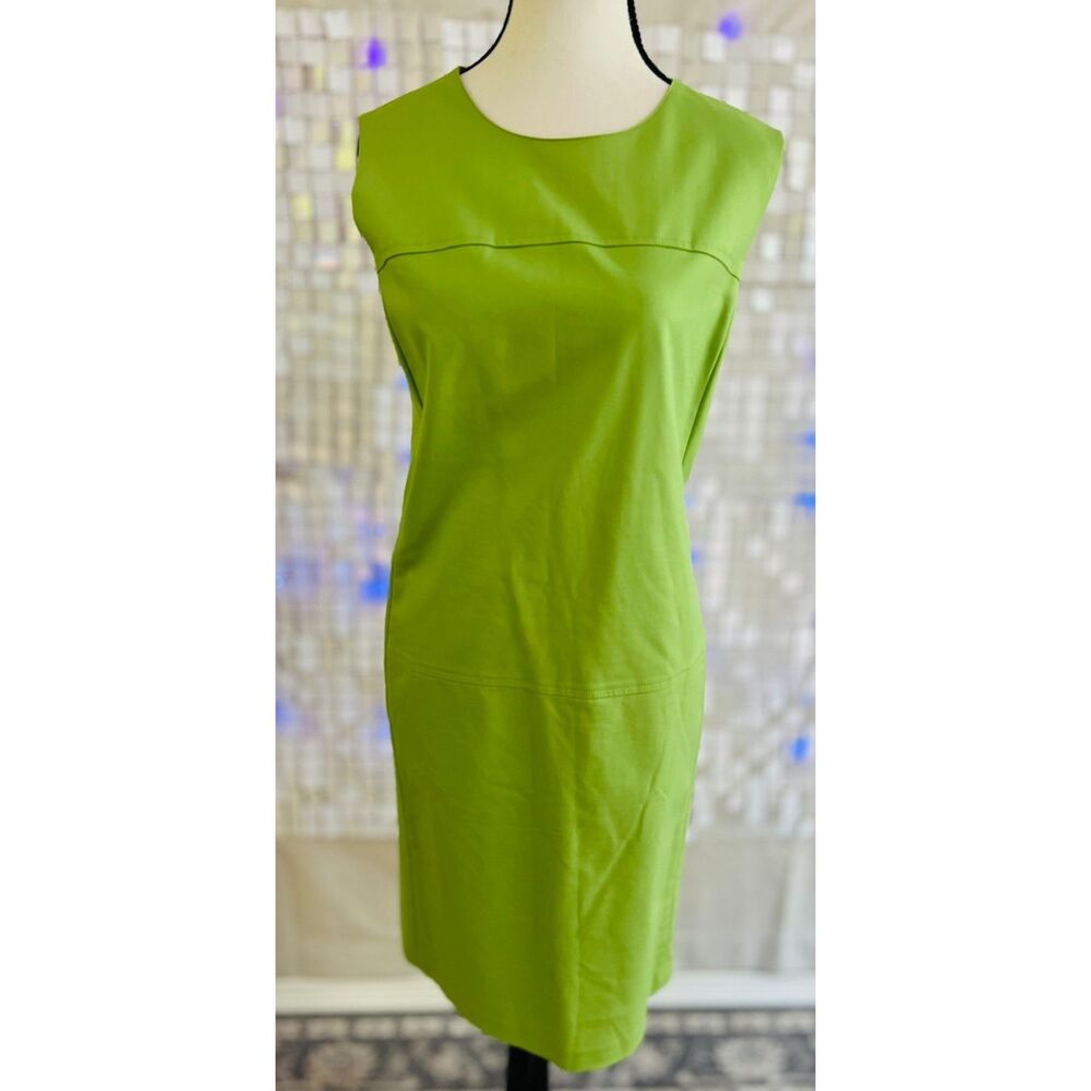 Lauren Ralph Lauren Lime Green Sleeveless Midi Sheath Dress. Size 14.